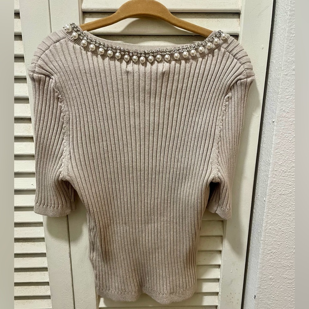 H&M Rhinestone Embellished Ribbed Knit Crop top - Picture 6 of 6